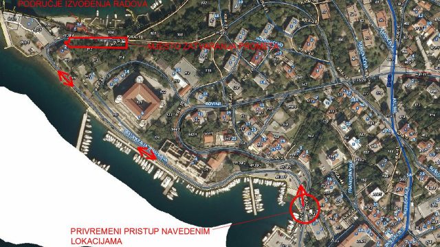 Obavijest o zatvaranju ceste zbog izgradnje parkirališta Fortica i održavanja ceste uz parkiralište Fortica